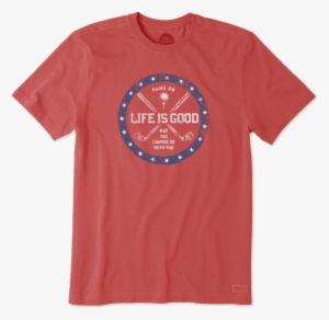 Men's Golf Course Crusher Tee - Life Is Good Men"s Crusher Tee Good Vibes Flag - Pacific