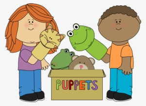 Kids Playing With Puppets - Puppets Clipart