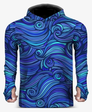 Sea Waves Blue Lightweight Sun Hoodie