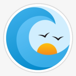 Beautiful Sticker Featuring A Big Ocean Wave With The - Duck Life