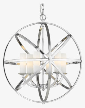 6 Light Orb Ceiling Lamp, Chrome Glass Chandelier Belle - Lampa W Stylu Nowojorskim
