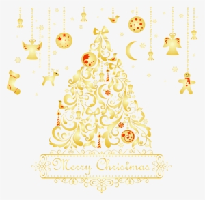 Gold Christmas Tree With Ornaments Png Clipart, Is