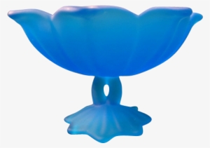 Westmoreland Lotus Blue Mist Compote - Westmoreland Glass Company