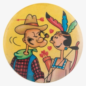 Cowboy Popeye And Olive Oyl Entertainment Button Museum - Cowboy Popeye