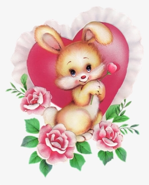Bunny With Pink Heart Png Picture - Good Afternoon Rabbit