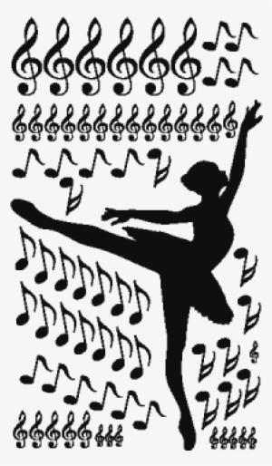 Adesivo De Parede Bailarina Com Notas Musicais - Music