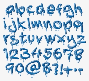 Blue 3d Liquid Melting Font - Typeface