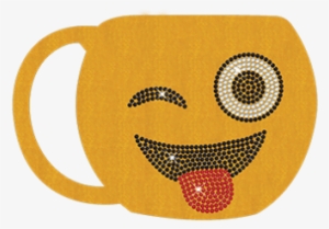 Happy Cup Face Emoji Design With Rhinestone & Fabric - Design