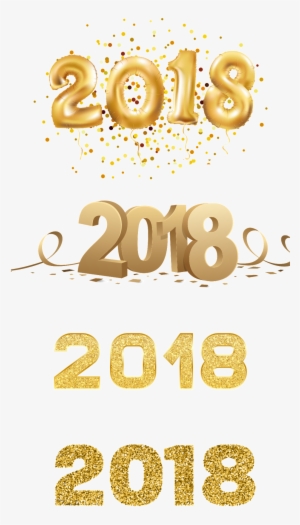 Gold Powder 2018 New Year Art Word - Portable Network Graphics