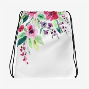 Watercolor Flowers Drawstring Bag - Watercolor Painting