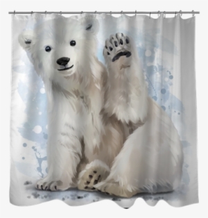 Polar Bear Watercolor Painting Shower Curtain • Pixers® - Polar Bear Watercolor Painting