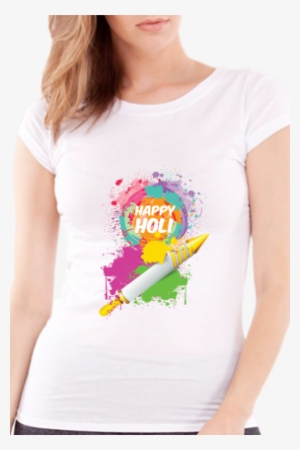 Holi Pichkari Girls White T-shirt - T Shirt For Girls