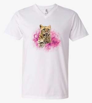 Jade Leopard Watercolor Pink Men's Printed V-neck T