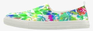 Cute Tropical Watercolor Flowers Apus Slip-on Microfiber - Slip-on Shoe