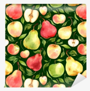 Seamless Pattern With Watercolor Apples And Pears On - Pears Andapples By Achtung - Customized Wallpaper Patterns