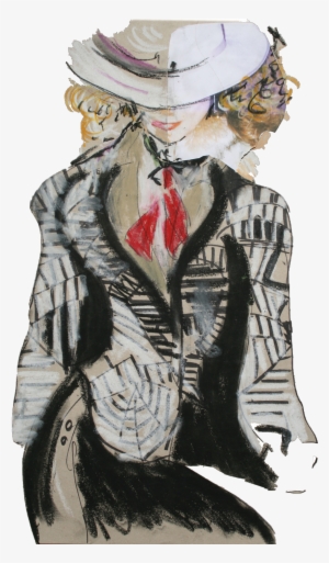 Fashion Drawing After A Fotograph In A Magazine - Illustration