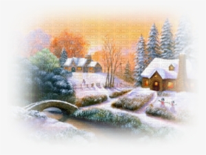 Loly33 Fond Paysage Hiver Noel - Cottages In Winter