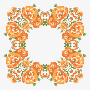 Transparent Stock Floral Wreath Clipart - Orange Flowers Frame Png