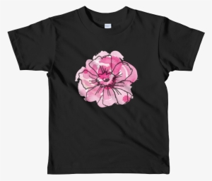 Black Anemone & Pink Watercolor Short Sleeve Kids T-shirt - T-shirt