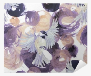 Abstract Watercolor Golden And Purple Circles With - Watercolor Painting