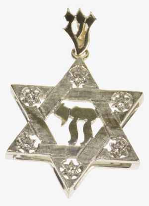 14k Jewish Hebrew Chai Star Of David Diamond Symbol - Symbol