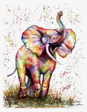 Click And Drag To Re-position The Image, If Desired - Colorful Watercolor Elephant Painting