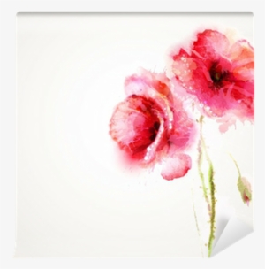 The Two Flowering Red Poppies - Art Print: Braun Studio's Aquarelle 3, 30x30cm.