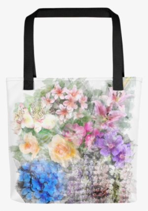 Watercolor Floral Print Tote Bag - Tote Bag