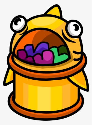 Feed Fluffy Trash - Club Penguin Trash Can