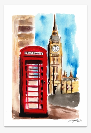 Poster Big Ben Aquarela De Nayara Oliveirana - Big Ben