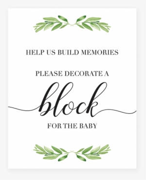 Decorate A Block Game For Greenery Baby Shower Littlesizzle - Favors Please Take One Sign