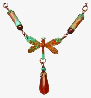 Rustic Patina Dragonfly Bullet Shell Necklace - Necklace