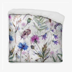 Hand Drawn Watercolor Wildflowers Duvet Cover • Pixers® - Centaurea Cyanus Polka Dot Series