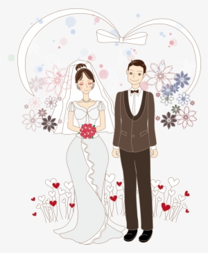 Cartoon Bride Drawing Wedding Illustration - Cartoon Couple
