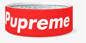 Pupreme Dog Bowl - Hipster Pup Pug Pattern Ceramic Dog Bowl, Red - 7.5"