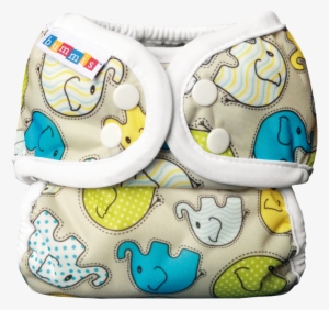 Bummis Simply Lite Diaper Cover - Duo-brite Wrap - Elephant Tales - Size 1