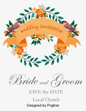 Watercolor Flowers Wedding Invitations Vector Material, - Sister, Floral Wreath And Floral Bouquet With Butterflies