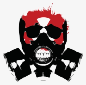 Skull Gas Mask With Red Warning Sign - Gas Mask