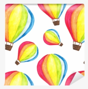 Watercolor Rainbow Hot Air Balloon Seamless Pattern - Hot Air Balloon