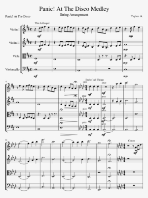 Panic At The Disco Medley Sheet Music Composed By Taylen - Vivaldi Vedrò Con Mio Diletto