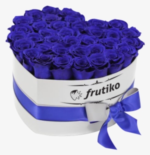 Blue Roses White Heart Box - Heart Box Blue Roses