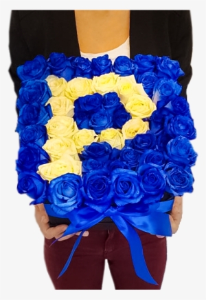 Black Box Of Blue Roses With White Letter - Rose