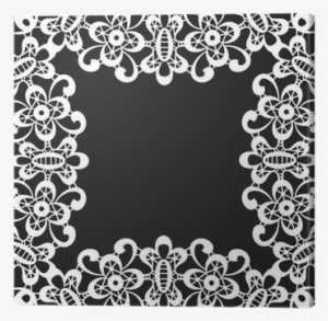 White Lace Frame Isolated On Black Canvas Print • Pixers® - Stock Illustration