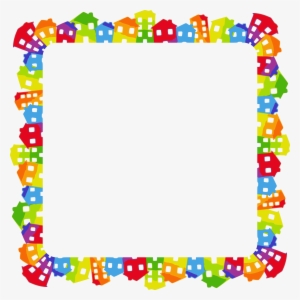 Colorful Houses Frame 3 Icons Png - Star Border