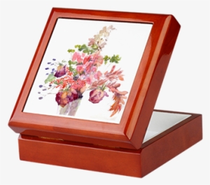 Antique Flowers Keepsake Box Featuring Original Watercolor - Antique Flowers Keepsake Box