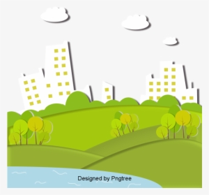 Beautiful, Cartoon, Lovely, Flat, Hand-painted, City - Building