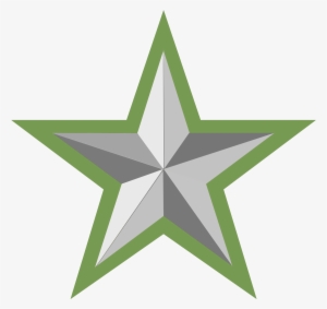 Silver Star With Green Border - Green Star
