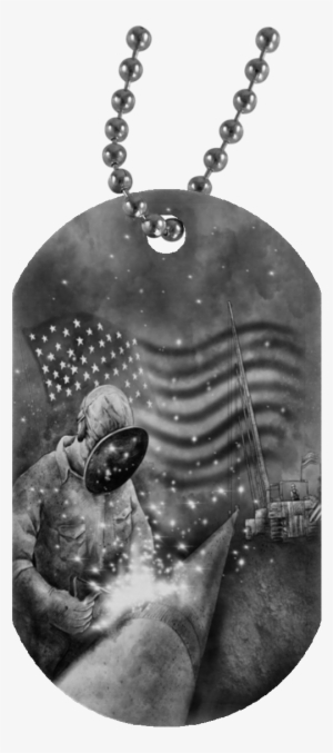 Custom Welder Silver Dog Tag Necklace - Trombone Crest Dog Tag