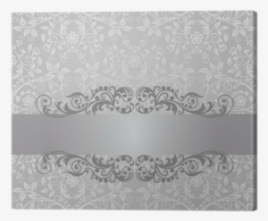 Seamless Silver Foliage Wallpaper And Vintage Banner - White And Silver Glitter Background