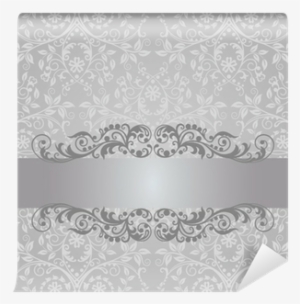 Seamless Silver Foliage Wallpaper And Vintage Banner - White And Silver Glitter Background